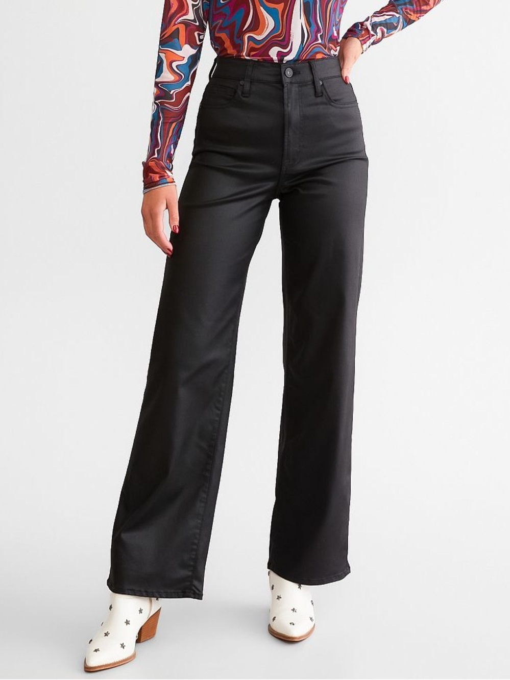 High-Rise Wide Leg Jeans in Black
